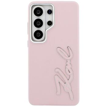 Karl Lagerfeld Grained Signature Metal Resin Logo Защитный чехол для Samsung Galaxy S26 Ultra / розовый (KLHCS26LPGFKSRSP)