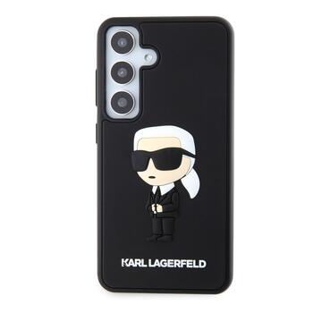 Karl Lagerfeld 3D Rubber Ikonik Case Aizsargapvalks priekš Samsung Galaxy S24 / melns (KLHCS24S3DRKINK)