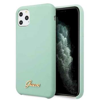 Guess GUHCN58LSLMGG Silicone Vintage Gold Logo Hard Case Aizsargapvalks priekš iPhone 11 Pro / zaļš (GUHCN58LSLMGG)