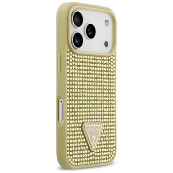 Guess Rhinestone Triangle Logo Case Aizsargapvalks priekš iPhone 17 Pro / zelta (GUHCP17LHDGTPD)