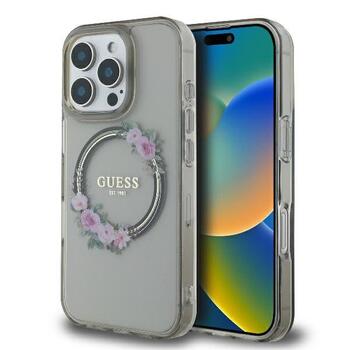 Guess IML Flowers Wreath MagSafe Case Защитный Чехол для Apple iPhone 16 Pro Max (GUHMP16PMLHFWFCK)