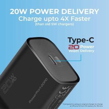 Promate PowerPort-20PD Premium Tīkla Lādētājs Type-C PD 20W (POWERPORT-20PD)