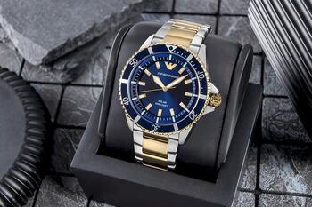 Emporio Armani World Explorer Solar Chronograph Rokas Pulkstenis AR11738 Silver Blue 42mm (AR11738)