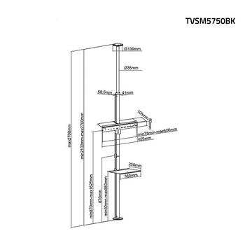 Nedis TVSM5750BK TV stiprinājums no grīda līdz griestiem līdz 37-70