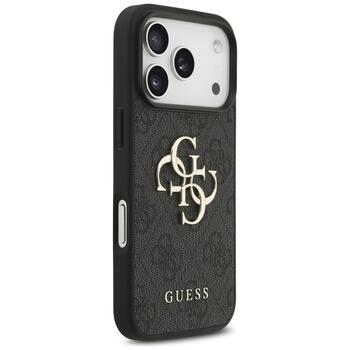 Guess PU 4G Metal Logo Case Aizsargapvalks priekš Apple iPhone 17 Pro (GUHCP17L4GMGGR)
