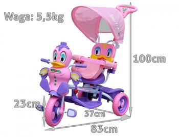 RoGer Duck Детский Трёхколёсный Велосипед С Ручкой Розовый (5903864979626)
