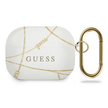 Guess GUACAPTPUCHWH AirPods Pro cover Gold Chain Collection Защитный чехол для AirPods Pro / белый (GUACAPTPUCHWH)