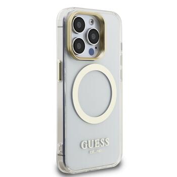 Guess IML Gold Outline Stand Camera Frame MagSafe Case Чехол для Apple iPhone 15 Pro (GUHMP15LHTRMSFD)