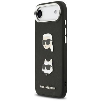 Karl Lagerfeld FW Grained Karl & Choupette Heads Pins & Logo Case Защитный чехол для iPhone Air / чёрный (KLHCP17MPSFDHPOK)