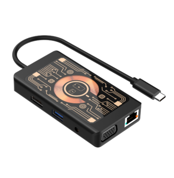 Qualo QTPB5-HUB-18 Hubs 9 in 1 USB-C / 2x USB-A / RJ-45 / VGA / D-Sub / HDMI / 3.5mm Jack (QTPB5-HUB-18)
