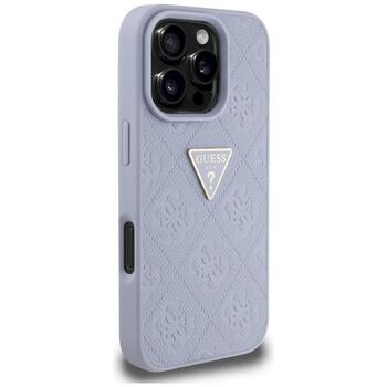 Case Guess Hot Stamp 4G Pattern Triangle Metal Logo Aizsargapvalks priekš iPhone 16 Pro Max / violets (GUHCP16XPGP4STRU)