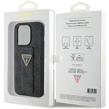 Guess GUHCP15XPGS4TDK Grip Stand 4G Triangle Strass Aizsargapvalks priekš iPhone 15 Pro Max 6.7