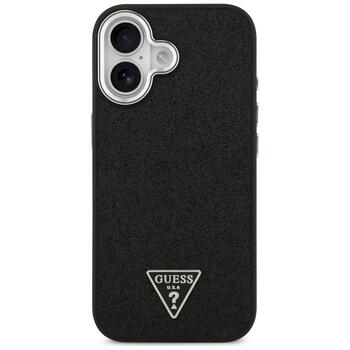 Case Guess Glitter Triangle Logo MagSafe Aizsargapvalks priekš iPhone 17 / melns (GUHMP17SPFGTSCMK)