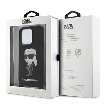 Karl Lagerfeld Crossbody Silicone Ikonik Back Case Aizsargapvalks Priekš Apple iPhone 15 Pro Max (KLHCP15XSCBSKNK)