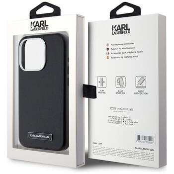 Karl Lagerfeld FW Metal Plate MagSafe Защитный чехол для iPhone 15 Pro / чёрный (KLHMP15LPGMSRPK)