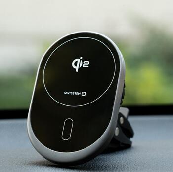 Swissten Magnetic Auto Turētājs MagRide ar Bezvadu Uzlādi Qi2 15W (MagSafe compatible) (65010612)