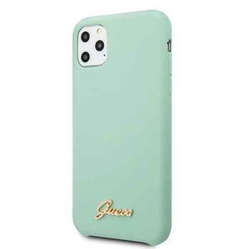 Guess GUHCN58LSLMGG Silicone Vintage Gold Logo Hard Case Aizsargapvalks priekš iPhone 11 Pro / zaļš (GUHCN58LSLMGG)