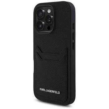 Karl Lagerfeld HC Grained PU Cardslot Metal Elong Защитный чехол для iPhone 16 Pro / чёрный (KLHCP16LPKHPORPK)