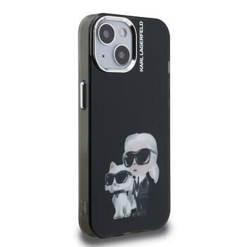 Karl Lagerfeld IML Aquarelle Karl and Choupette Защитный чехол для iPhone 15 / чёрный (KLHCP15SHMKCAQK)