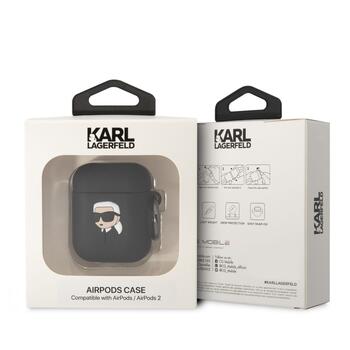 Karl Lagerfeld 3D Logo NFT Karl Head Silicone Case Защитный чехол для AirPods 1/2 / чёрный (KLA2RUNIKK)