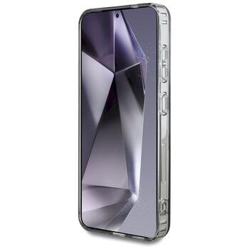 Case Guess Rhinestones Printed Classic Logo MagSafe Aizsargapvalks priekš Samsung Galaxy S25 / melns (GUHMS25SPFTDTEK)