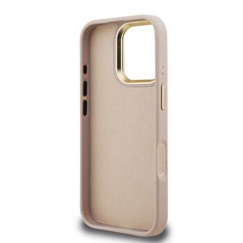Guess PU 4G Metal Logo Stand Camera Frame Case Защитный чехол для iPhone 16 Pro / розовый (GUHCP16LPCS4GP4P)