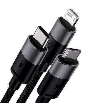 Baseus StarSpeed 3in1 Fast Charging Cable USB-A - USB-C/Lightning/MicroUSB Кабель для быстрой зарядки 3.5A 1.2m / чёрный (CAXS000001)