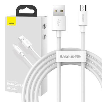 Baseus Simple Wisdom Data Cable Kit Кабель для передачи данных USB to Micro 2.1A (2PCS/Set) 1.5m / белый (TZCAMZJ-02)