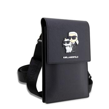Karl Lagerfeld Saffiano Metal Logo NFT Кошелек-сумка для телефона / чёрный (KLWBSAKCPMK)