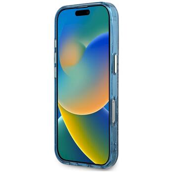Guess IML Metal Glitter 4G Circle Triangle MagSafe Защитный чехол для iPhone 16 Pro / синий (GUHMP16LHG4PRTGB)