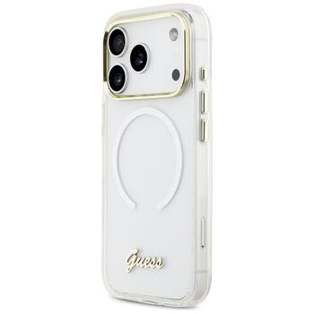 Guess IML Gradient Script Metal MagSafe Aizsargapvalks priekš iPhone 17 Pro / balts (GUHMP17L5HTGMCSH)