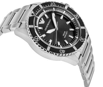 Emporio Armani Solar Diver Style Rokas Pulkstenis AR11787 Silver Black 42mm (AR11787)