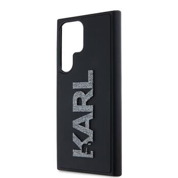 Karl Lagerfeld 3D Rubber Glitter Logo Aizsargapvalks priekš Samsung Galaxy S24 Ultra / melns (KLHCS24L3DMBKCK)