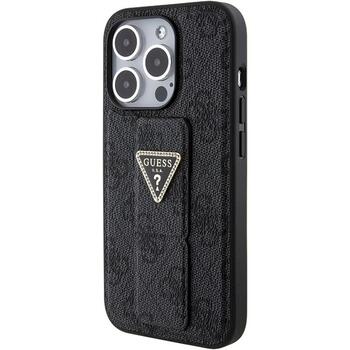 Guess GUHCP15XPGS4TDK Grip Stand 4G Triangle Strass Aizsargapvalks priekš iPhone 15 Pro Max 6.7