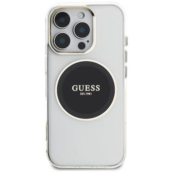 Case Guess IML Metal Colored Circle Classic Logo MagSafe Aizsargapvalks priekš iPhone 16 Pro / melns (GUHMP16LHTDRCEDK)