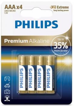 Philips LR03M4B/10 Premium Alkaline AAA Батарейки (LR03M4B/10)