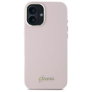 Guess GUHCP16SSMBSLP Silicone Script Metal Logo & Frame Защитный чехол для iPhone 16 6.1