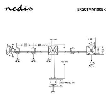 Nedis ERGOTMM100BK Kronšteins priekš 3 Monitoriem 14-24 