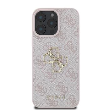 Guess PU 4G Metal Logo Case Защитный чехол для iPhone 16 Pro Max / розовый (GUHCP16X4GMGPI)