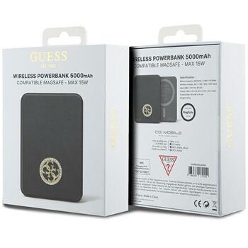 Guess Induction Powerbank 15W GUPBM5AL4DMK 5000mAh Беспроводная зарядная батарея / чёрный MagSafe 4G Strassed Metal Logo (GUPBM5AL4DMK)