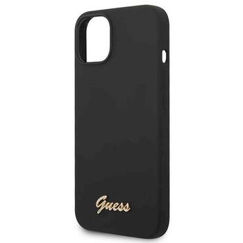 Guess GUHCP14MSLSMK Silicone Vintage Gold Logo Aizsargapvalks priekš iPhone 14 Plus / 15 Plus 6.7