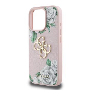 Guess PU Grained Roses 4G Metal Logo Case Чехол для Apple iPhone 16 Pro (GUHCP16LPGROP4MP)