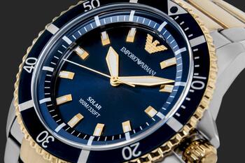 Emporio Armani World Explorer Solar Chronograph Rokas Pulkstenis AR11738 Silver Blue 42mm (AR11738)