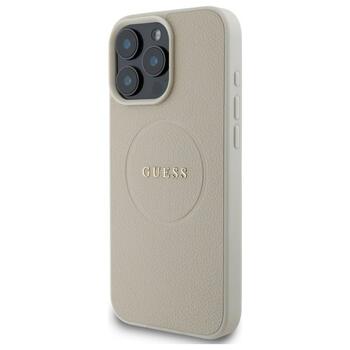 Guess GUHMP16XPGHSMME Hardcase Grained Ring MagSafe Aizsargapvalks priekš iPhone 16 Pro Max 6.9