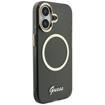 Case Guess IML Script Metal MagSafe Защитный чехол для iPhone 17 / чёрный (GUHMP17S5HTCSMSK)