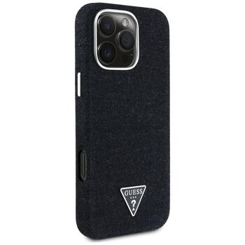 Case Guess Denim Triangle Logo MagSafe Защитный чехол для iPhone 16 Pro Max / чёрный (GUHMP16XRJFWTLK)