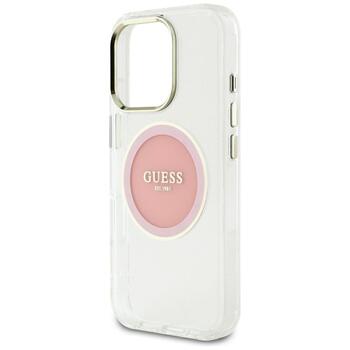 Guess IML Metal Colored Circle Classic Logo MagSafe Case Aizsargapvalks priekš iPhone 16 Pro Max / rozā (GUHMP16XHTDRCEDP)