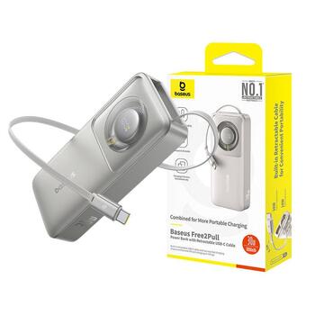 Baseus OS Free2Pull Power Bank Портативное зарядное устройство 10000mAh 30W + кабель / серый (P10073701843-00)
