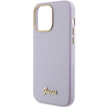 Guess Glitter Glossy Script Back Case Защитный Чехол для Apple iPhone 15 Pro Max (GUHCP15XPGMCSL)