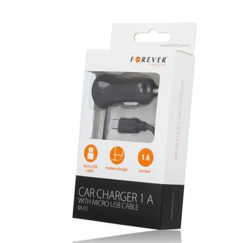 Forever M-01 Auto Lādētājs 1A ar Micro USB kabelis ar LED indikātoru / 1,5m Melns (T_0014808)